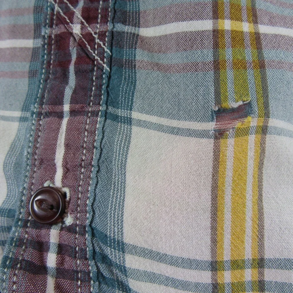 The North Face Mens Shirt L Multicolored Plaid Button Up Short Sleeve Cotton‎